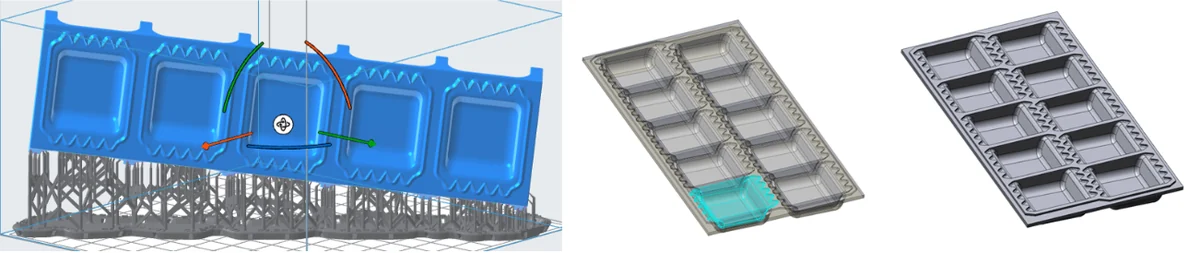CAD 모델링 화면과 몰드 렌더링